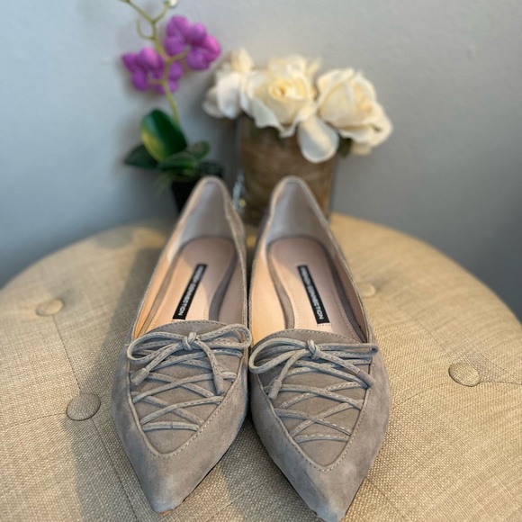 French Connection “Gesine” Suede Bow Tie Flats - Size 7.5 - Picture 2 of 12